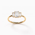 Bague Christine trilogie en or jaune 18 carats, diamant de synthèse blanc – Lauredi