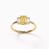 Bague Christine trilogie en or jaune 18 carats, diamant de synthèse jaune – Lauredi