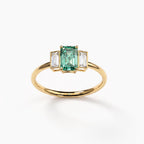 Bague Christine trilogie en or jaune 18 carats, diamant de synthèse vert – Lauredi