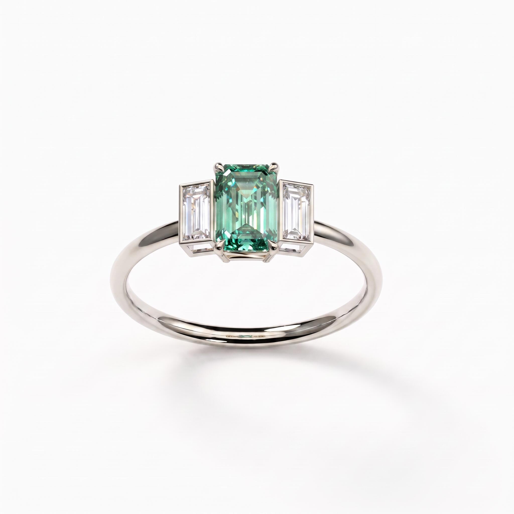 Bague Christine diamant vert - Lauredi