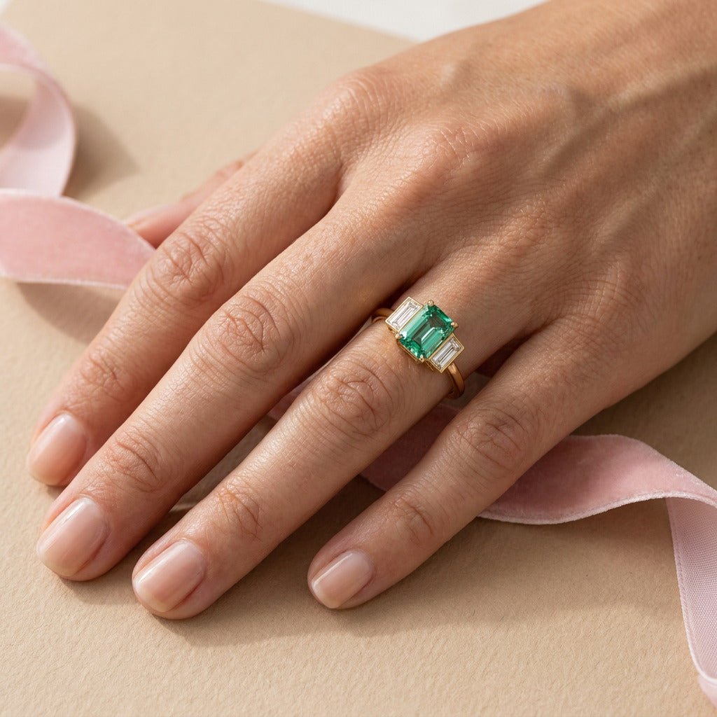 Bague Christine diamant vert - Lauredi