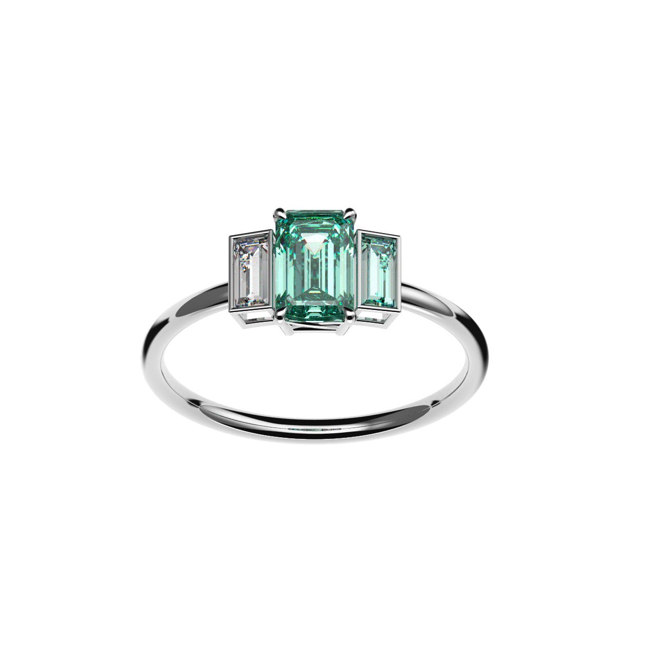 Bague Christine or 18 carat diamant vert - Lauredi
