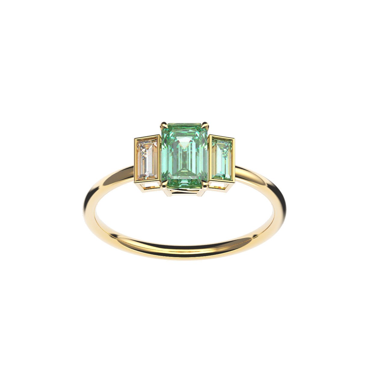 Bague Christine or 18 carat diamant vert - Lauredi