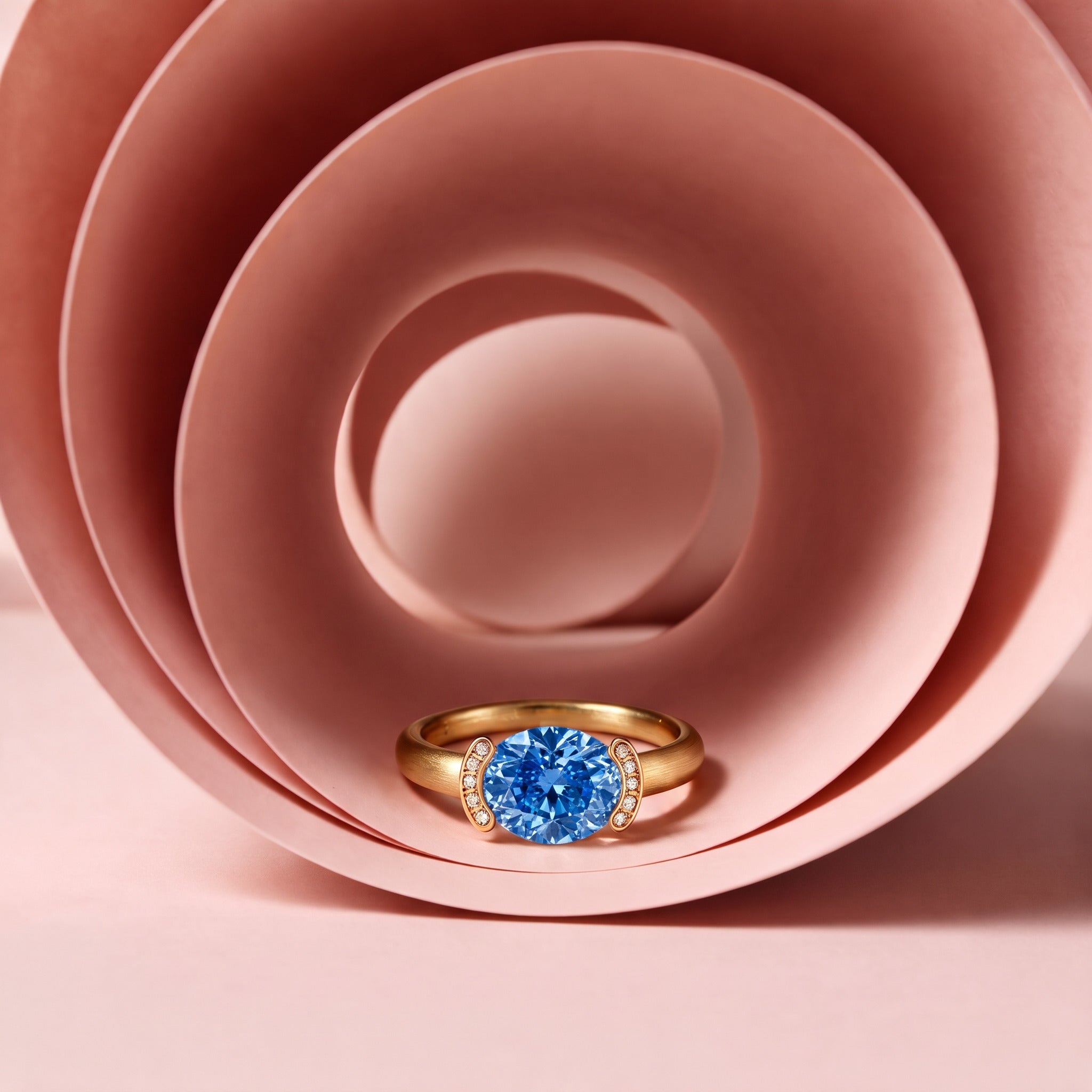 Bague Christine "pinkie ring" diamant bleu - Lauredi