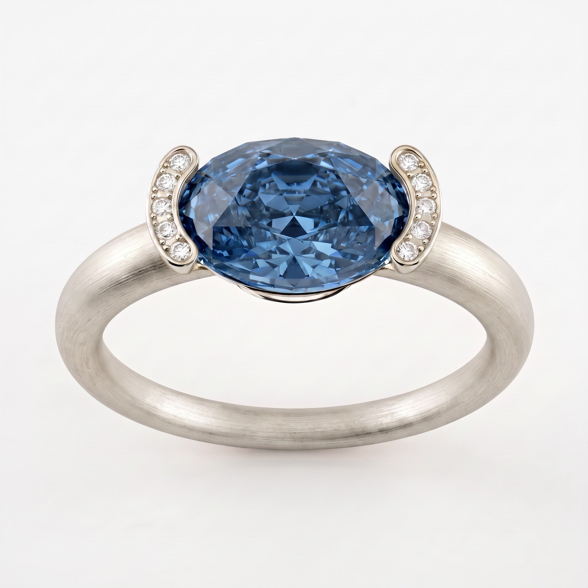 Bague Christine "pinkie ring" diamant bleu - Lauredi