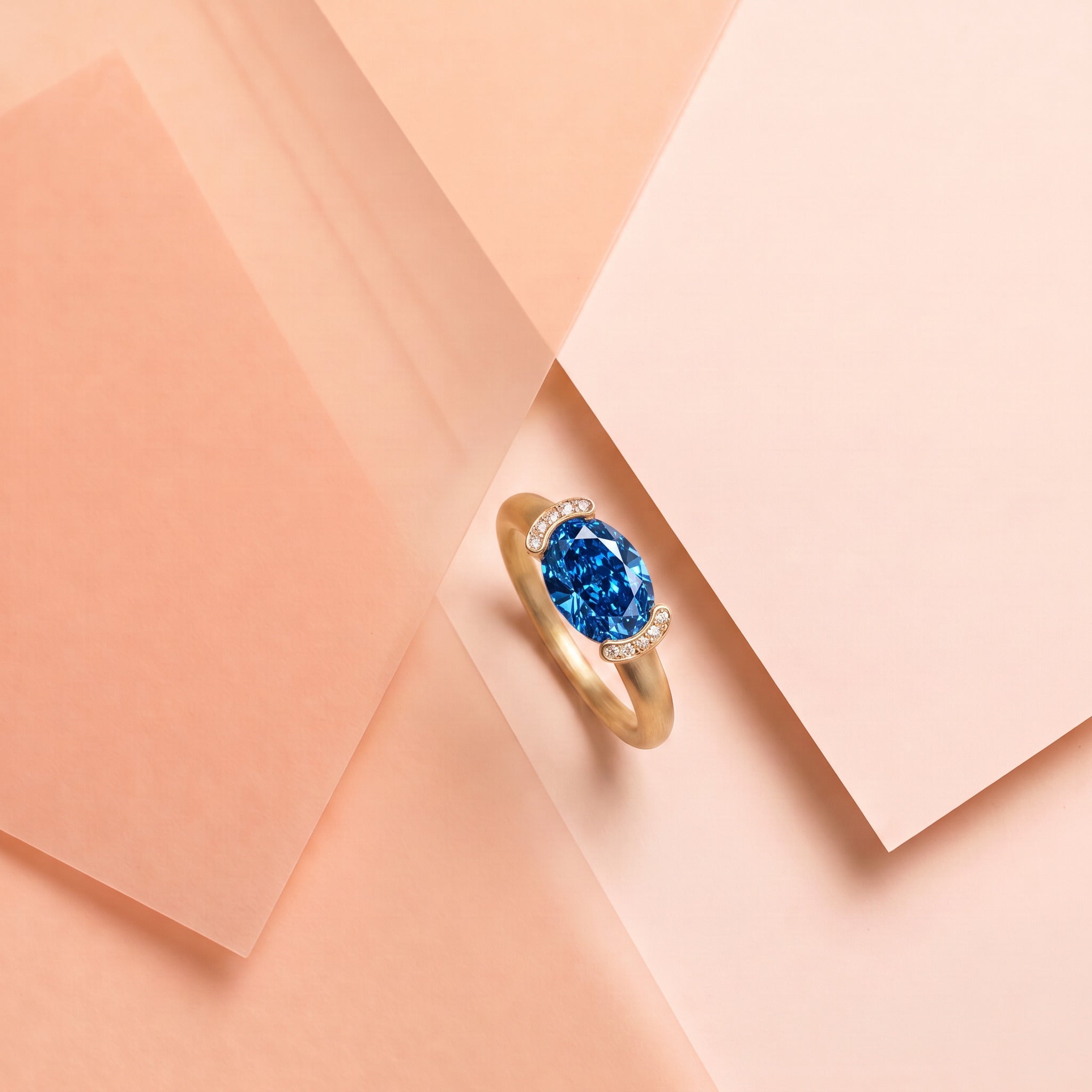 Bague Christine "pinkie ring" diamant bleu - Lauredi