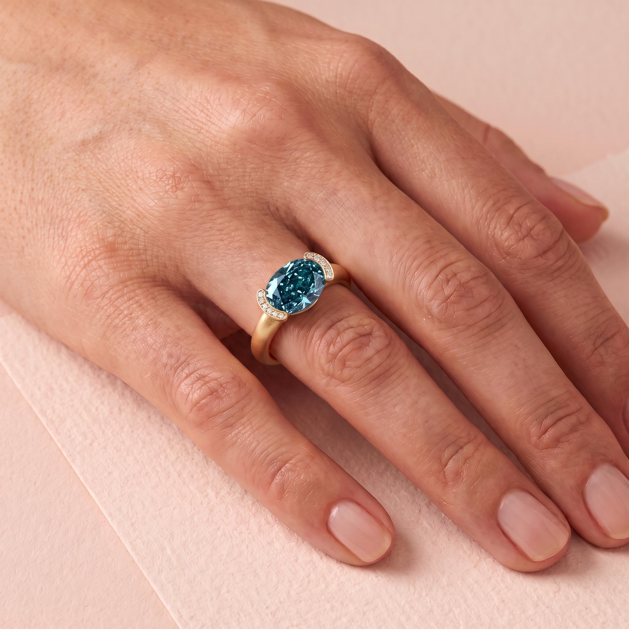Bague Christine "pinkie ring" diamant bleu - Lauredi