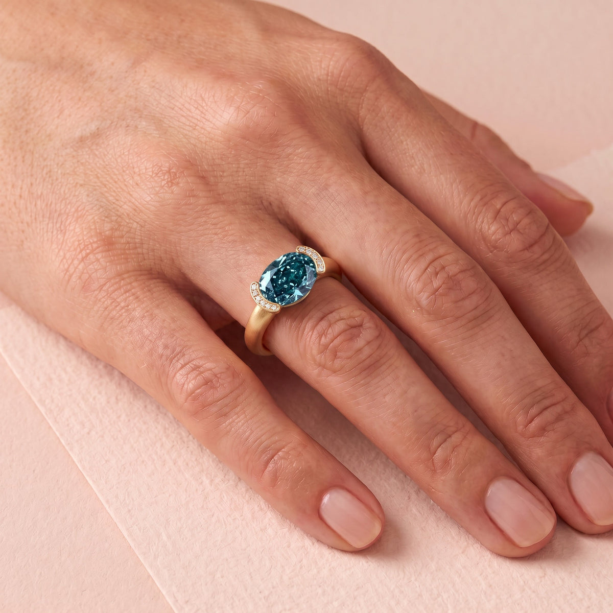 Bague Christine "pinkie ring" diamant bleu - Lauredi