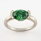 Bague Christine "pinkie ring" diamant vert - Lauredi