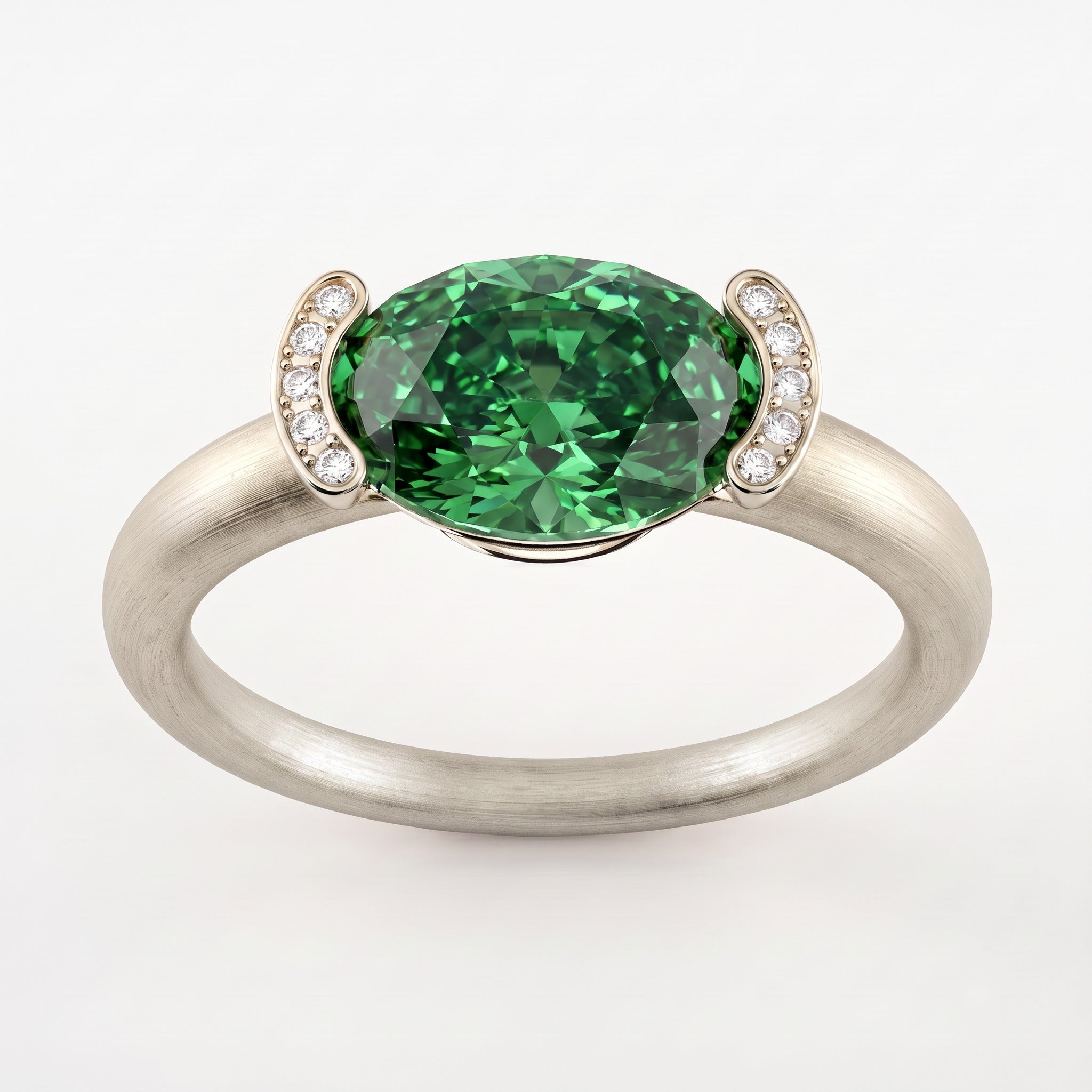 Bague Christine "pinkie ring" diamant vert - Lauredi