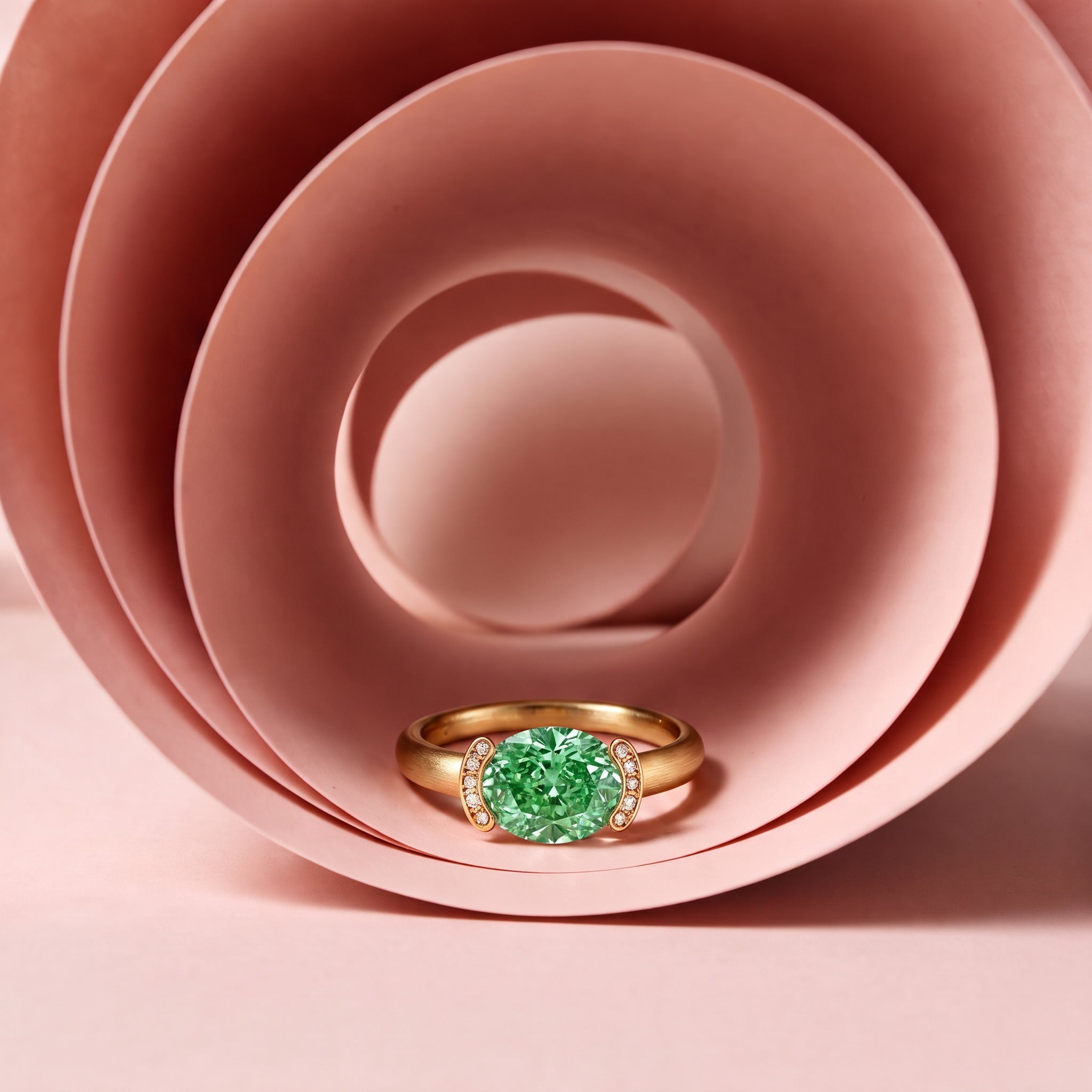 Bague Christine "pinkie ring" diamant vert - Lauredi