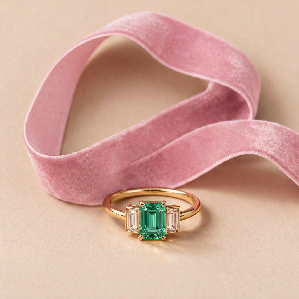 Bague Christine diamant vert - Lauredi