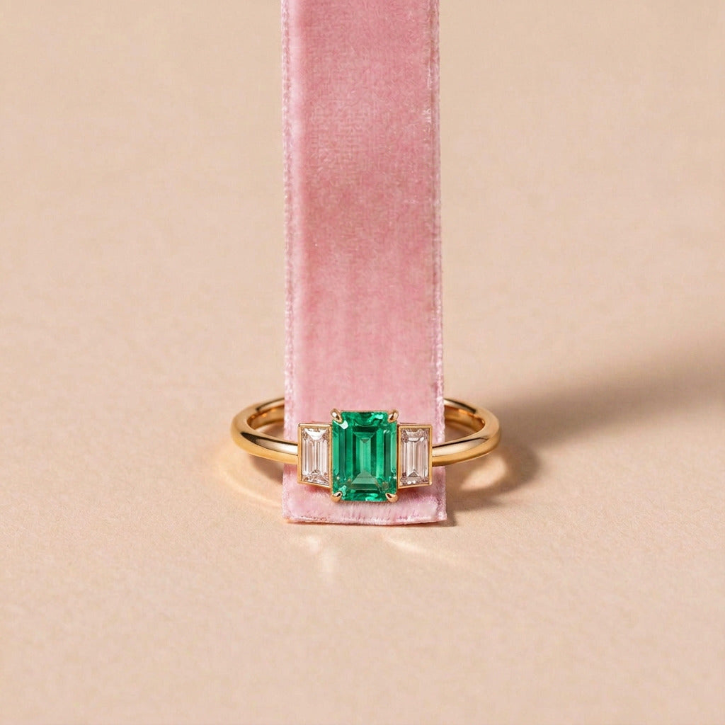 Bague Christine diamant vert - Lauredi