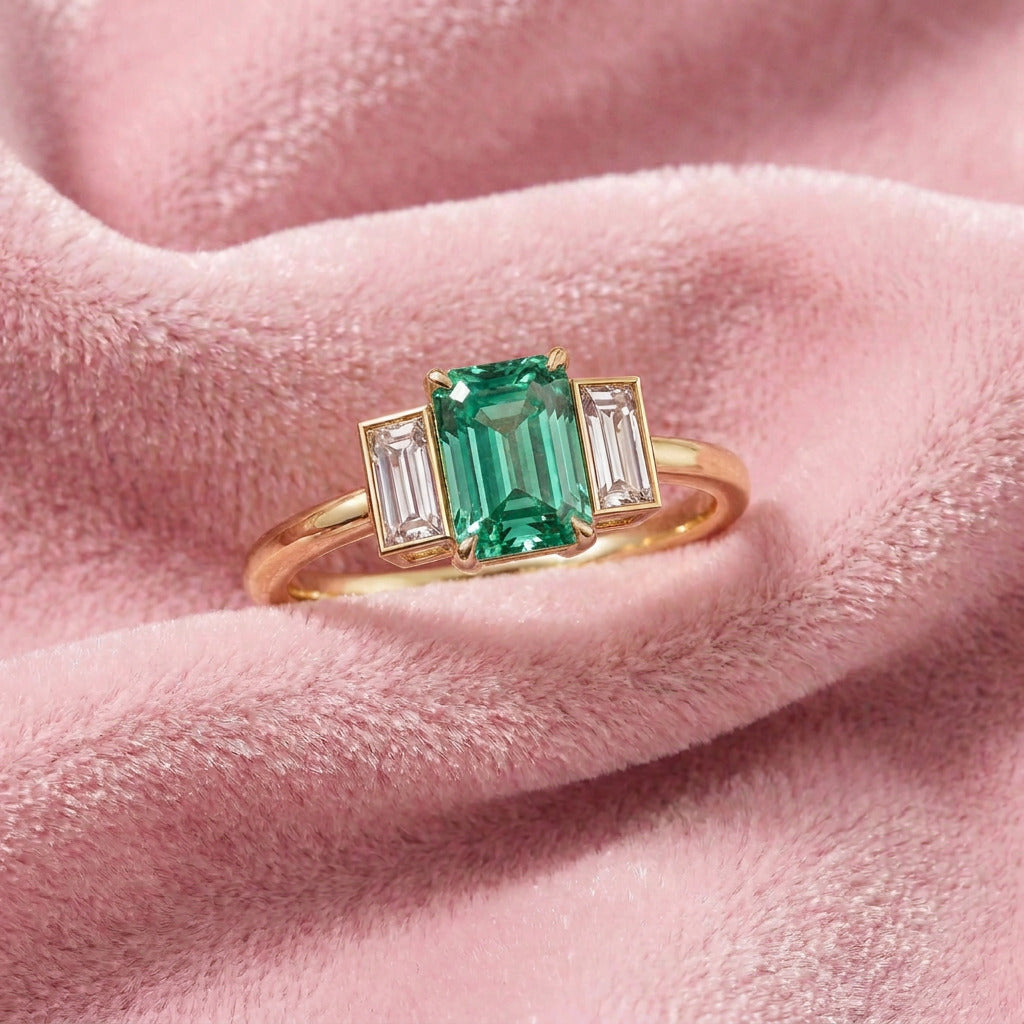 Bague Christine diamant vert - Lauredi