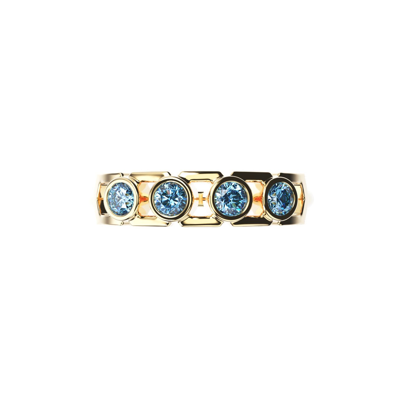 Bague Faubourg 1925 Baby - Diamant Brilliant Bleu, Or Blanc/Jaune 18 carats - Lauredi