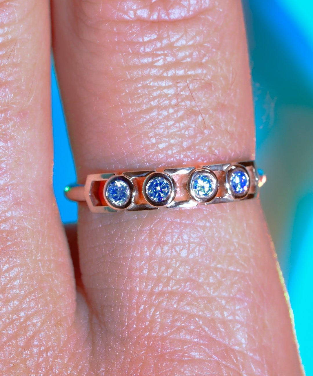 Bague Faubourg 1925 Baby - Diamant Brilliant Bleu, Or Blanc/Jaune 18 carats - Lauredi