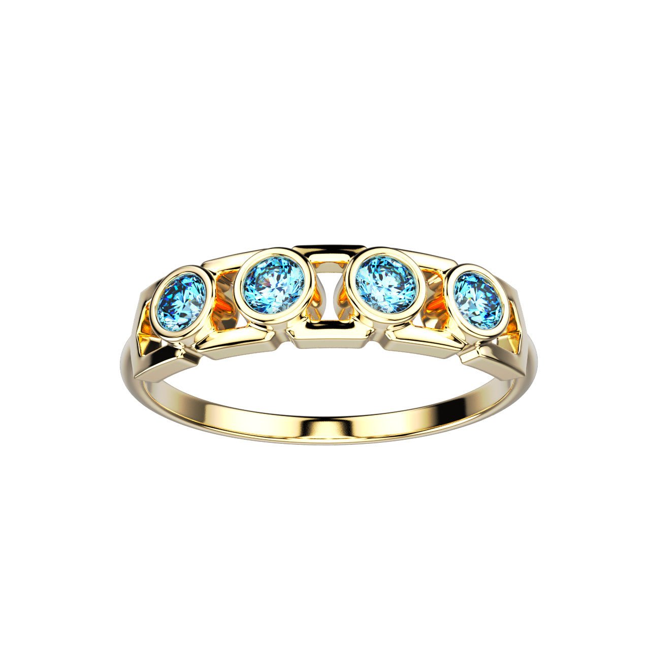 Bague Faubourg 1925 Baby - Diamant Brilliant Bleu, Or Blanc/Jaune 18 carats - Lauredi