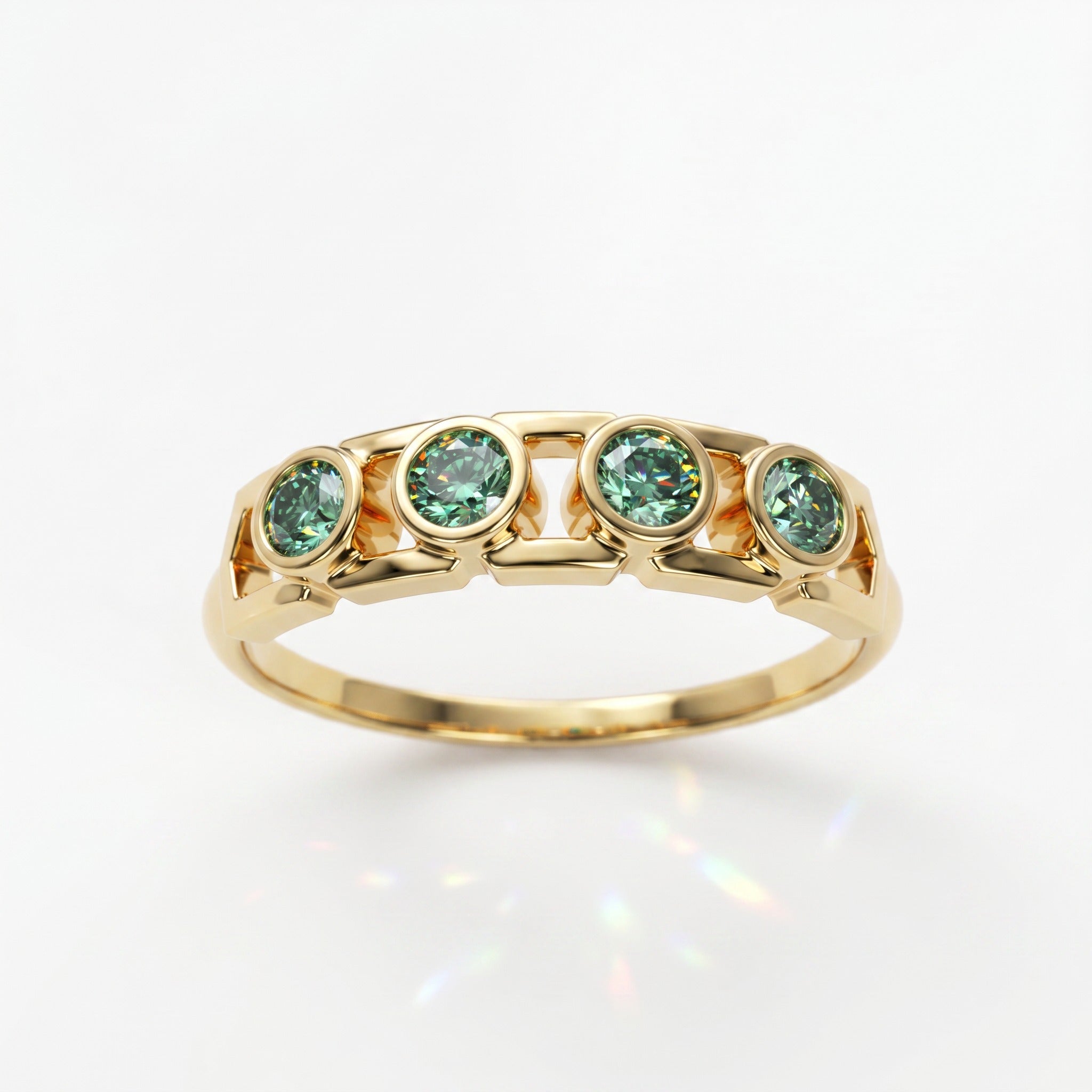 Anillo Faubourg 1925 en oro reciclado de 18 quilates con diamante de laboratorio talla brillante verde – Lauredi