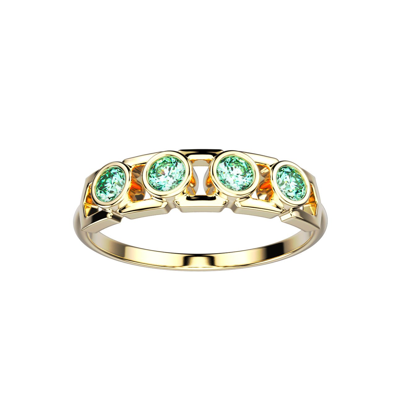 Bague Faubourg 1925 Baby - Diamant Brilliant Vert, Or Blanc/Jaune 18 carats - Lauredi