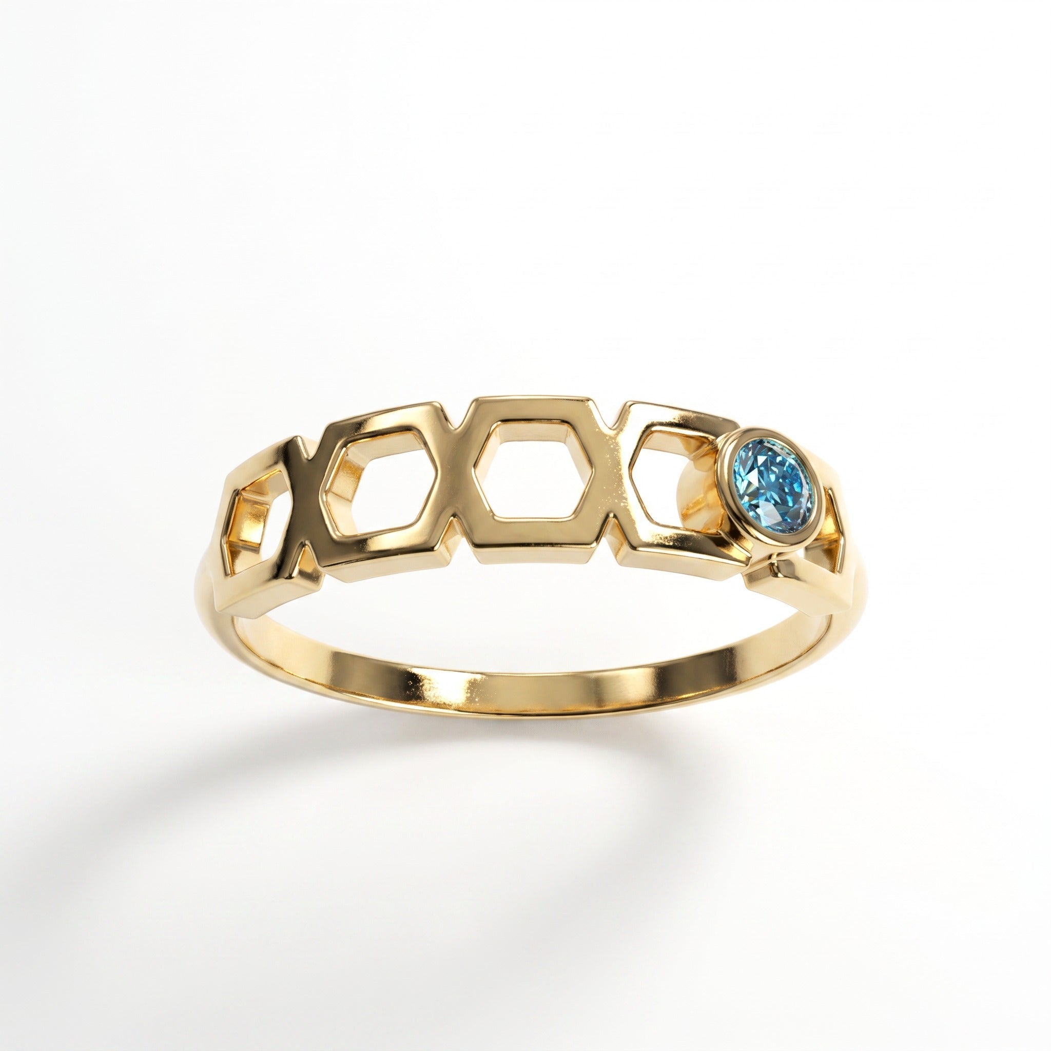 Faubourg 1925 ring in recycled 18k gold with blue brilliant-cut lab-grown diamond – Lauredi