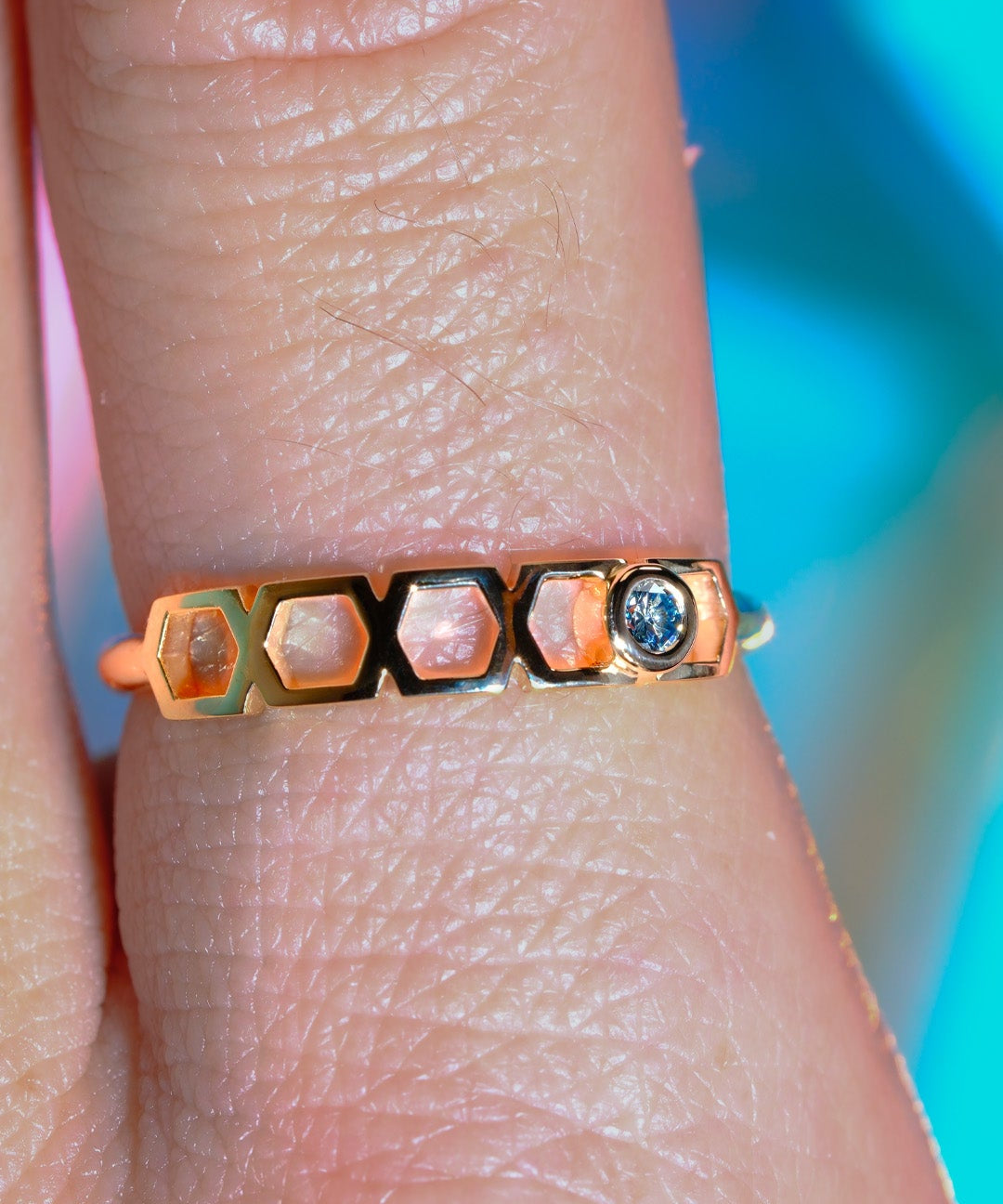 Bague Faubourg 1925 Baby One - Diamant Brilliant Bleu, Or Blanc/Jaune 18 carats - Lauredi