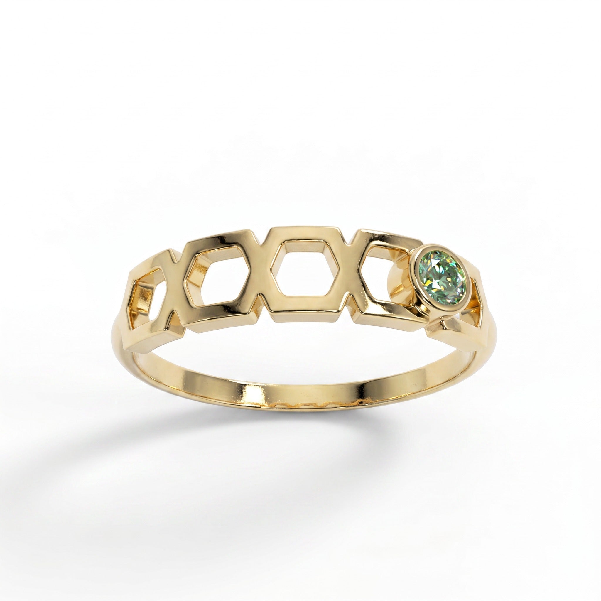 Faubourg 1925 ring in recycled 18k gold with green brilliant-cut lab-grown diamond – Lauredi