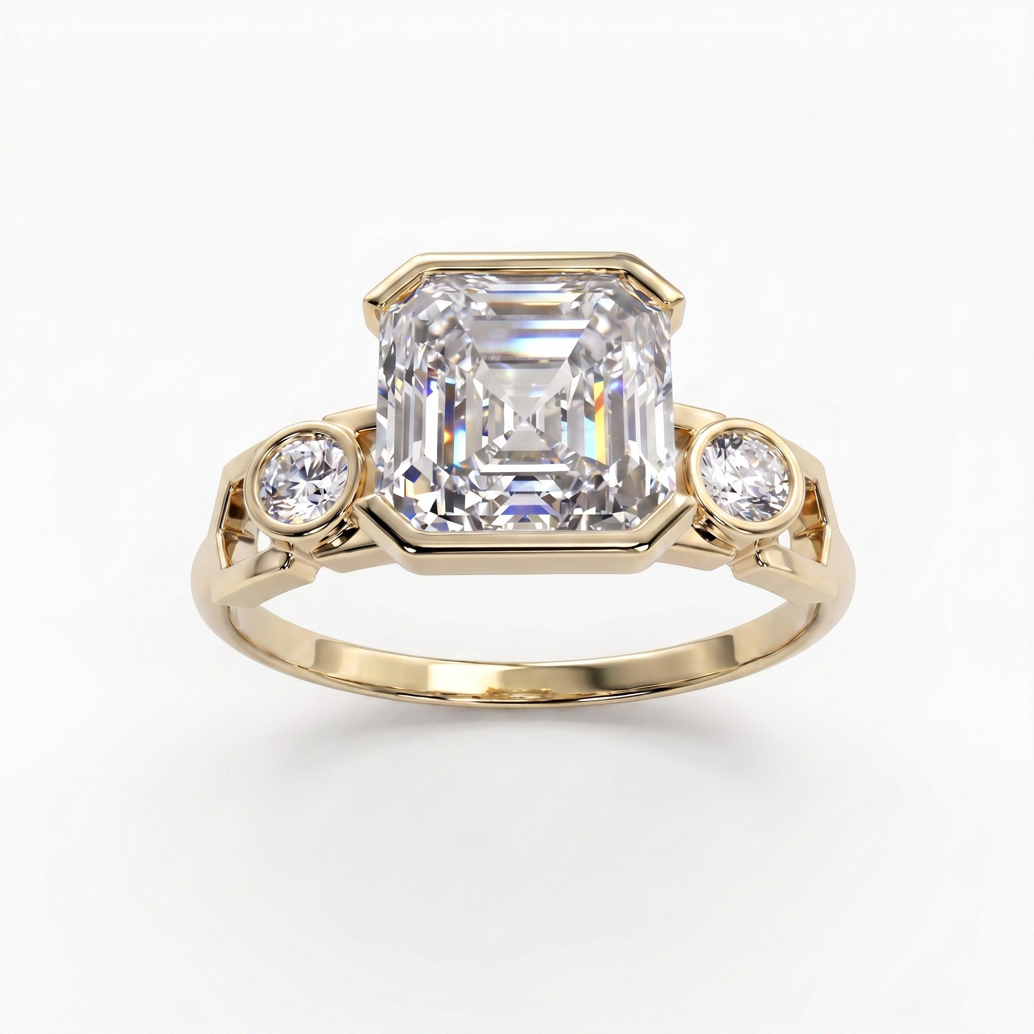 Faubourg 1925 Ring aus recyceltem 18-Karat-Gold mit weißem Labordiamant im Asscher-Schliff – Lauredi