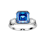 Bague Faubourg 1925 - Diamant Asscher Bleu, Or Blanc/Jaune 18 carats - Lauredi