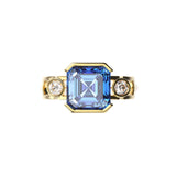 Bague Faubourg 1925 - Diamant Asscher Bleu, Or Blanc/Jaune 18 carats - Lauredi