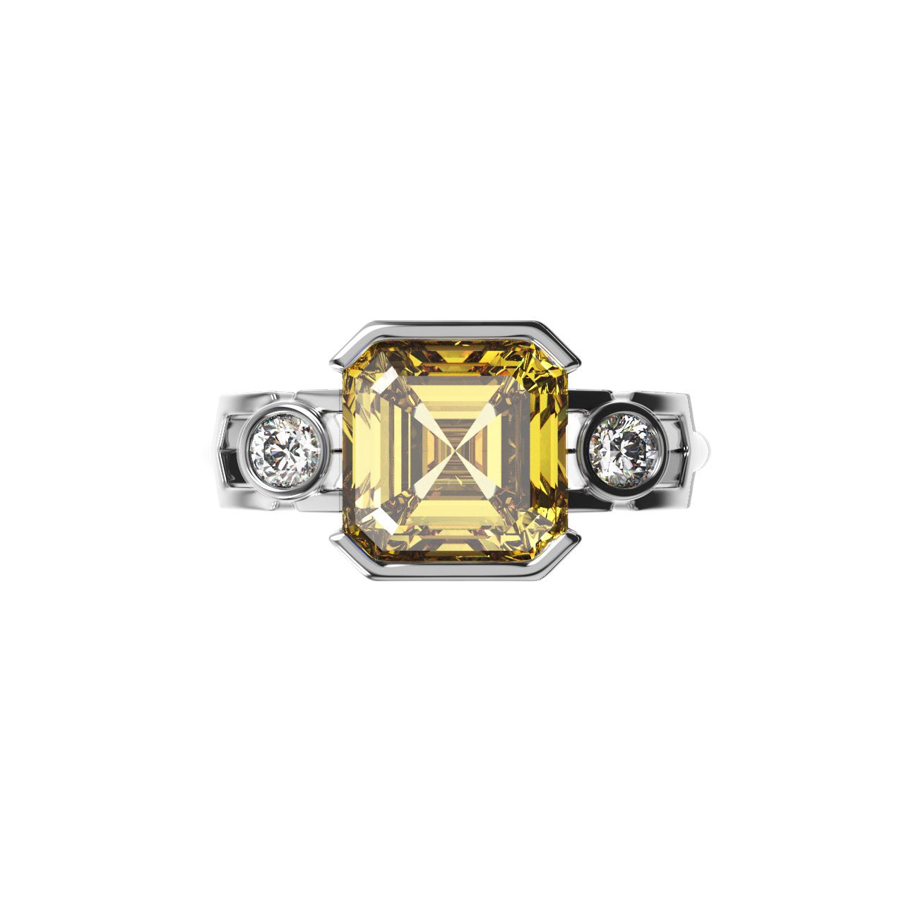 Bague Faubourg 1925 - Diamant Asscher Jaune, Or Blanc/Jaune 18 carats - Lauredi