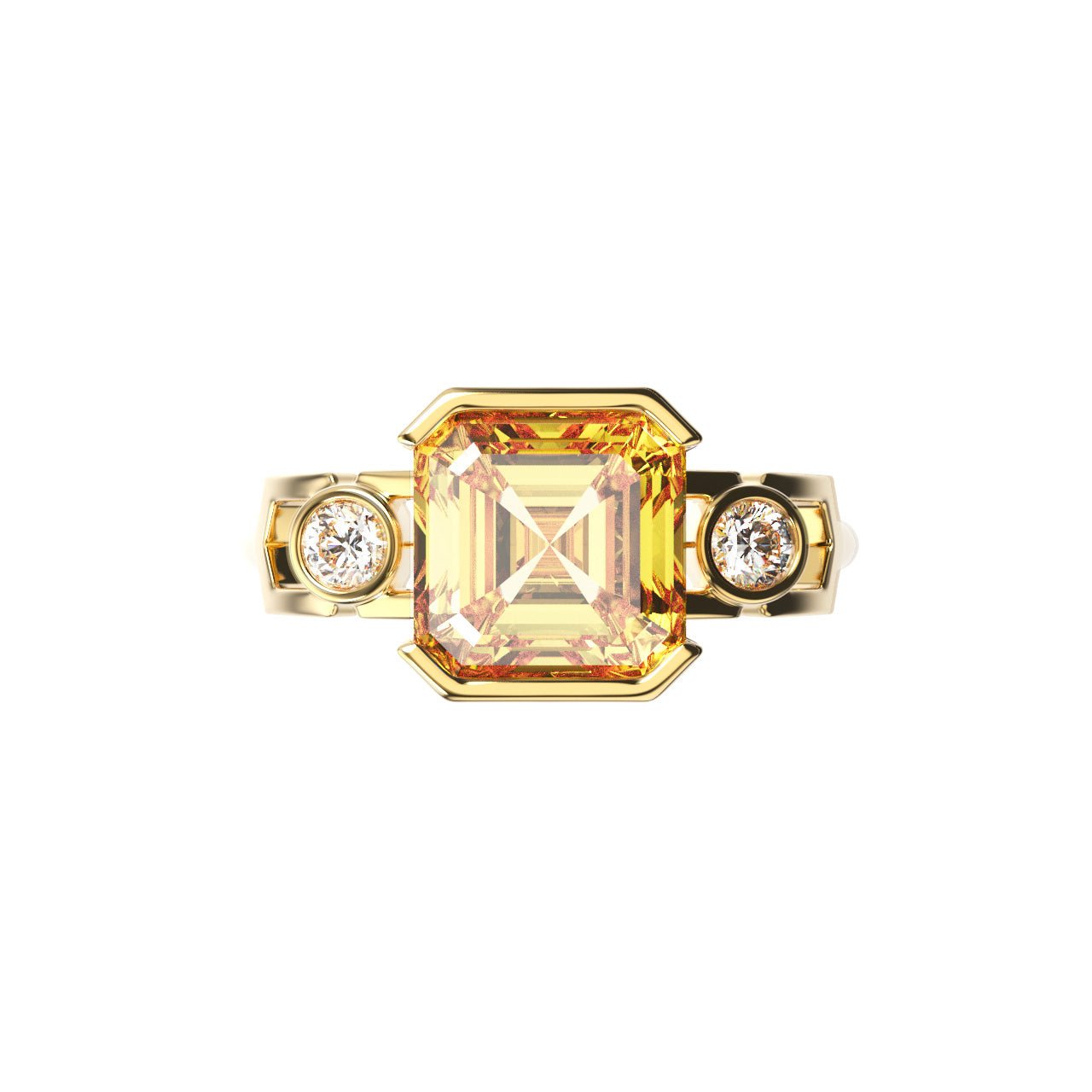 Bague Faubourg 1925 - Diamant Asscher Jaune, Or Blanc/Jaune 18 carats - Lauredi