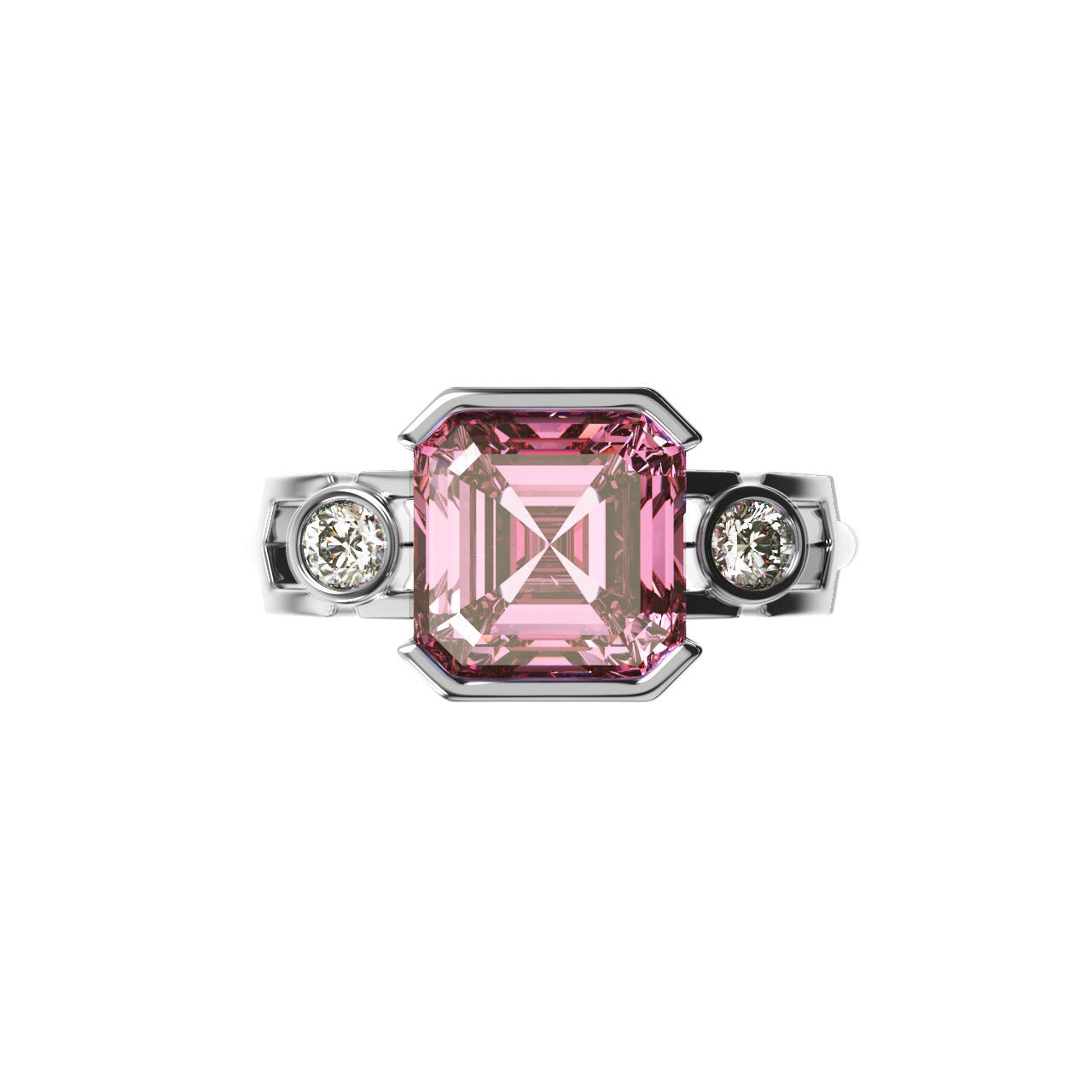 Bague Faubourg 1925 - Diamant Asscher Rose, Or Blanc/Jaune 18 carats - Lauredi