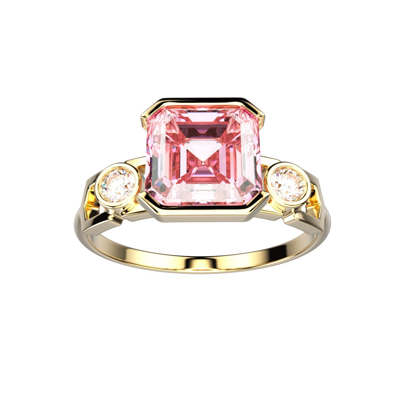 Bague Faubourg 1925 - Diamant Asscher Rose, Or Blanc/Jaune 18 carats - Lauredi