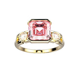 Bague Faubourg 1925 - Diamant Asscher Rose, Or Blanc/Jaune 18 carats - Lauredi