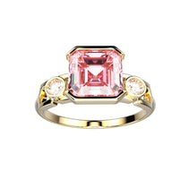 Bague Faubourg 1925 - Diamant Asscher Rose, Or Blanc/Jaune 18 carats - Lauredi
