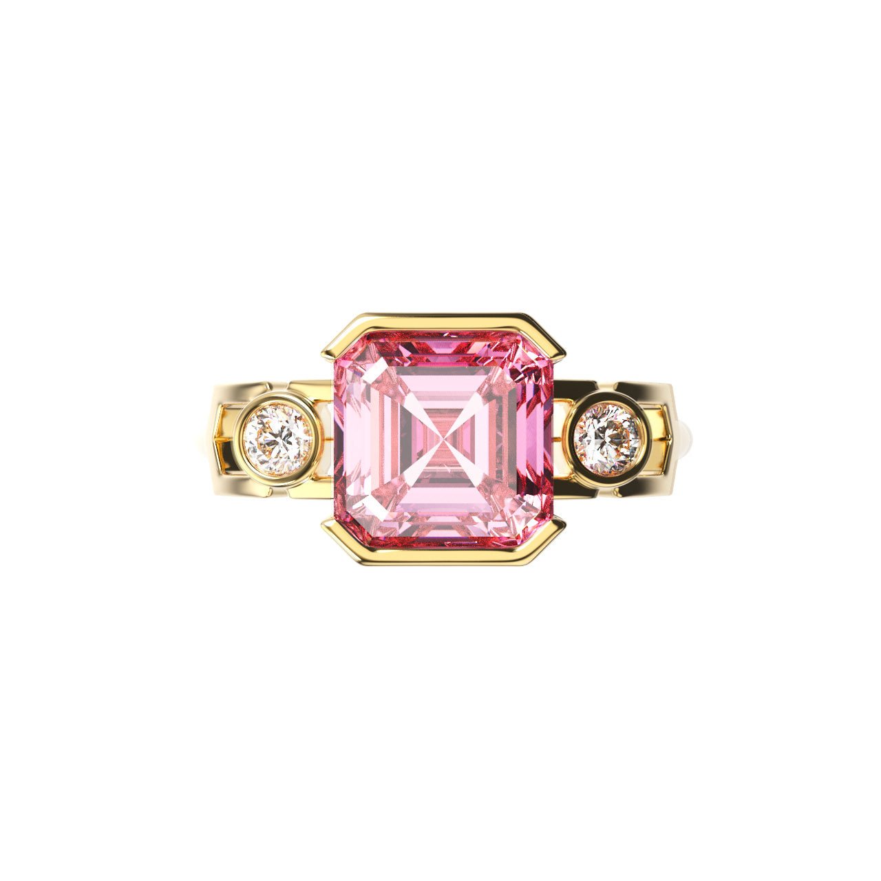 Bague Faubourg 1925 - Diamant Asscher Rose, Or Blanc/Jaune 18 carats - Lauredi