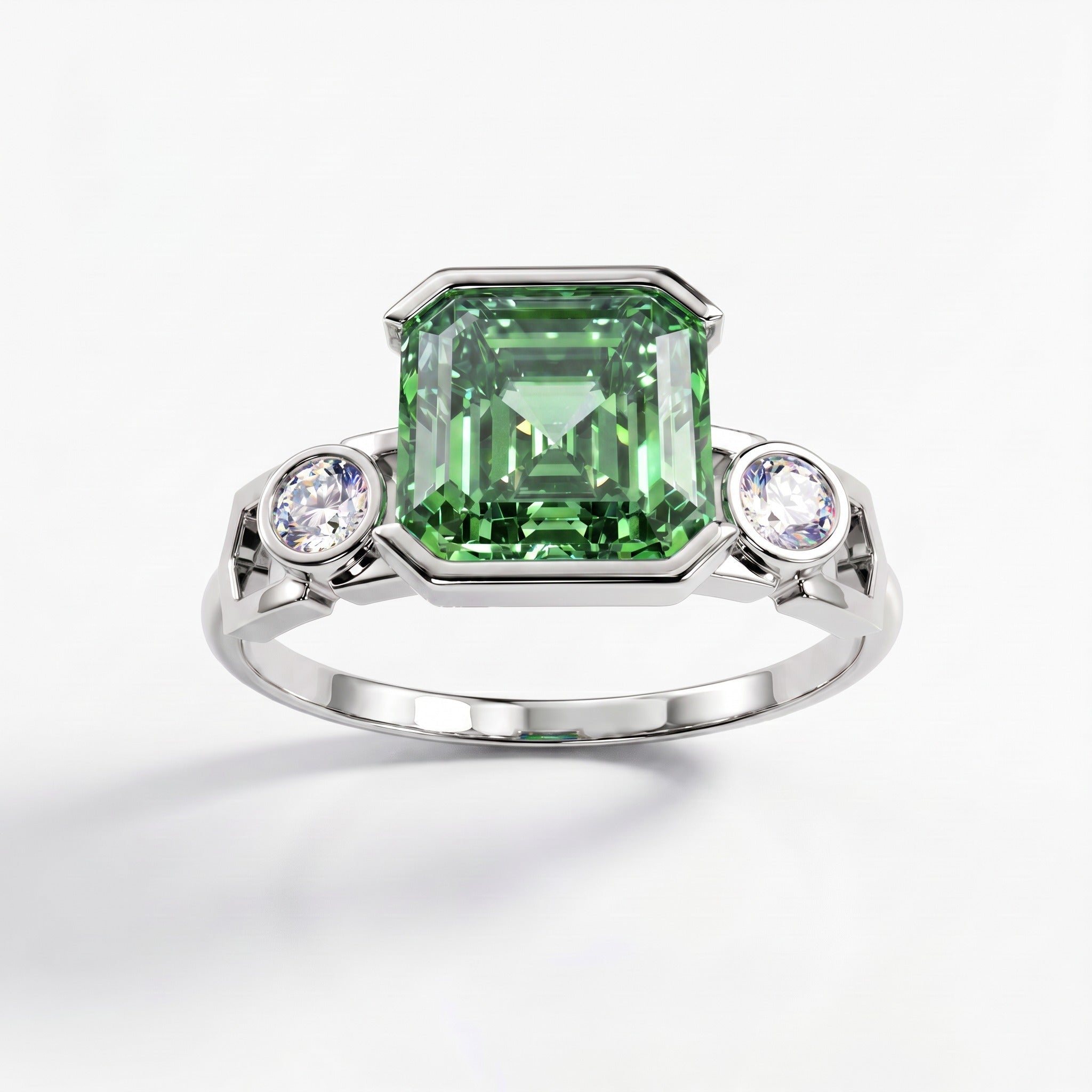 Anello Faubourg 1925 in oro riciclato 18 carati con diamante di laboratorio taglio Asscher verde – Lauredi