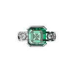 Bague Faubourg 1925 - Diamant Asscher Vert, Or Blanc/Jaune 18 carats - Lauredi
