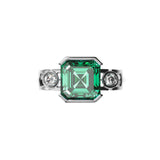 Bague Faubourg 1925 - Diamant Asscher Vert, Or Blanc/Jaune 18 carats - Lauredi