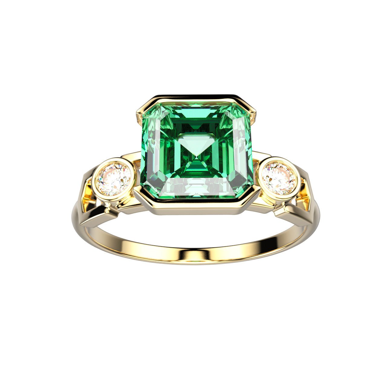 Bague Faubourg 1925 - Diamant Asscher Vert, Or Blanc/Jaune 18 carats - Lauredi