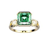 Bague Faubourg 1925 - Diamant Asscher Vert, Or Blanc/Jaune 18 carats - Lauredi