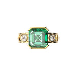 Bague Faubourg 1925 - Diamant Asscher Vert, Or Blanc/Jaune 18 carats - Lauredi