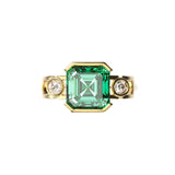 Bague Faubourg 1925 - Diamant Asscher Vert, Or Blanc/Jaune 18 carats - Lauredi