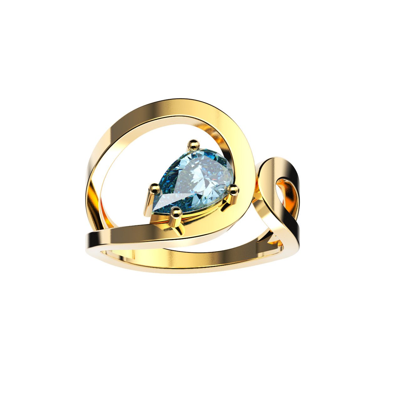 Bague Loop Diamant Poire Bleu - Lauredi