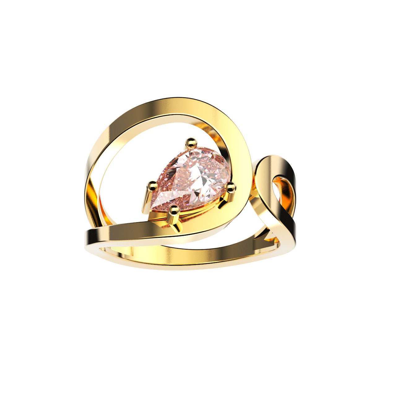 Bague Loop Diamant Poire Rose - Lauredi
