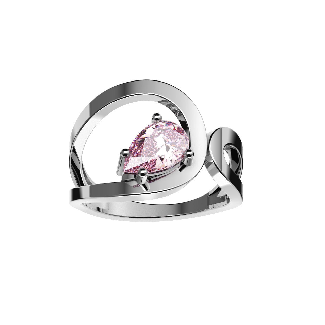 Bague Loop Diamant Poire Rose - Lauredi
