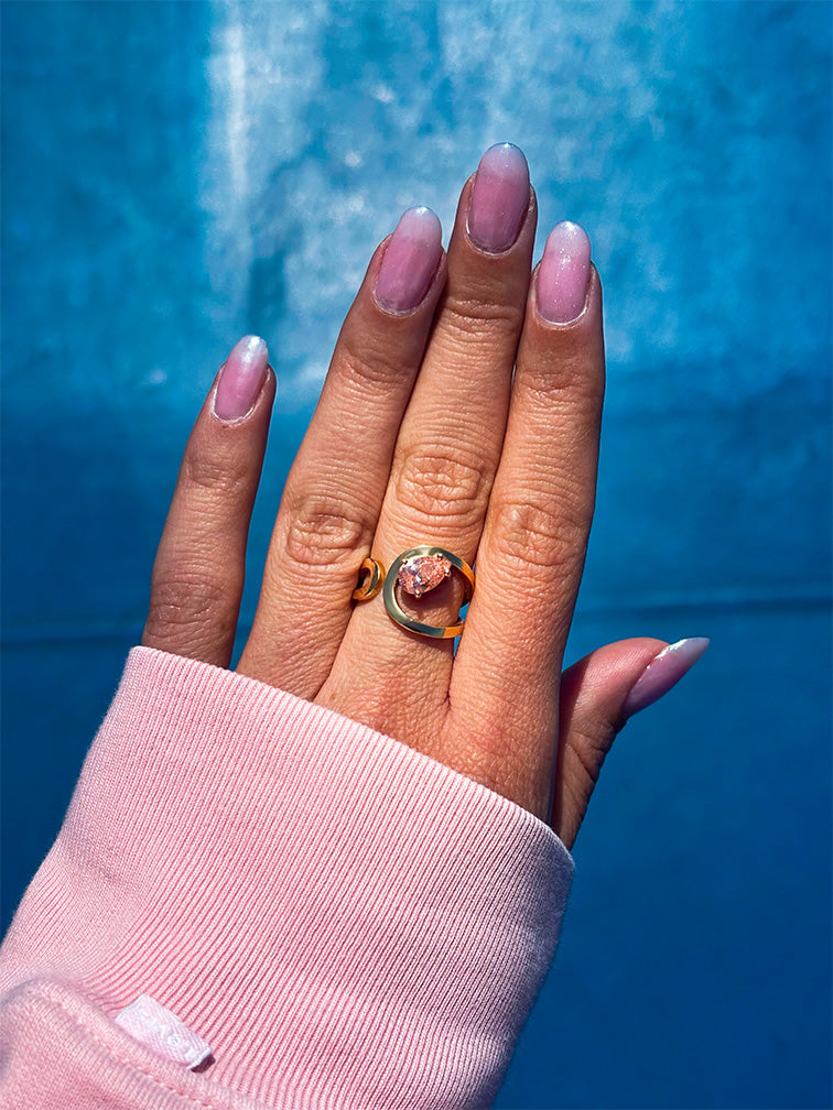 Bague Loop Diamant Poire Rose - Lauredi