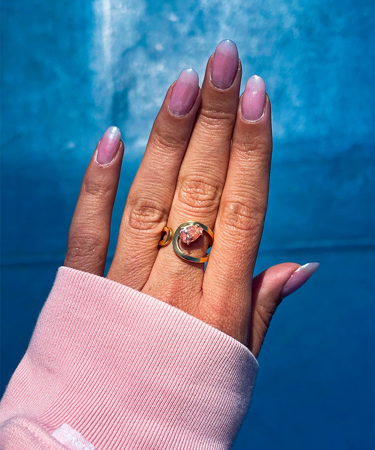 Bague Loop Diamant Poire Rose - Lauredi