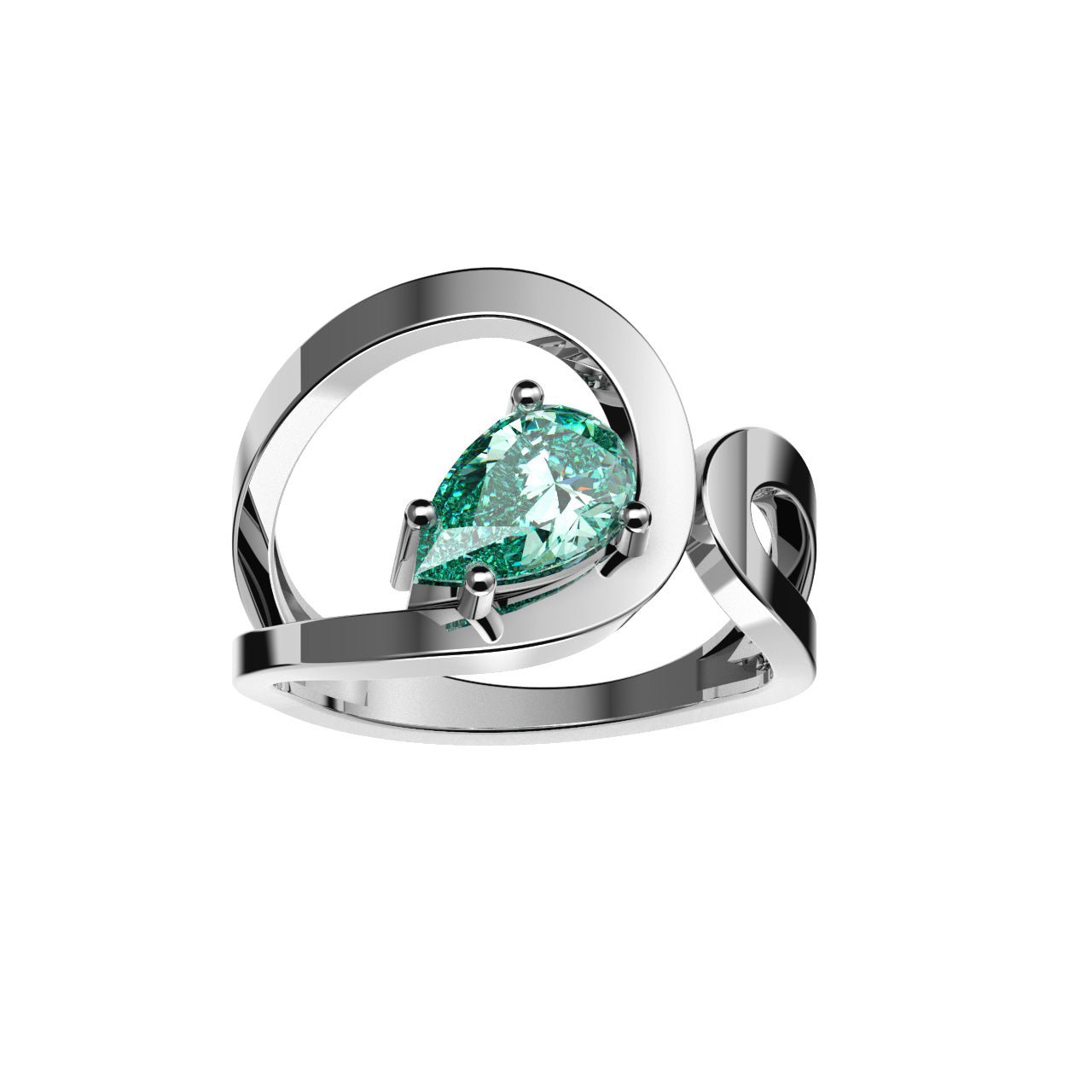 Bague Loop Diamant Poire Vert - Lauredi