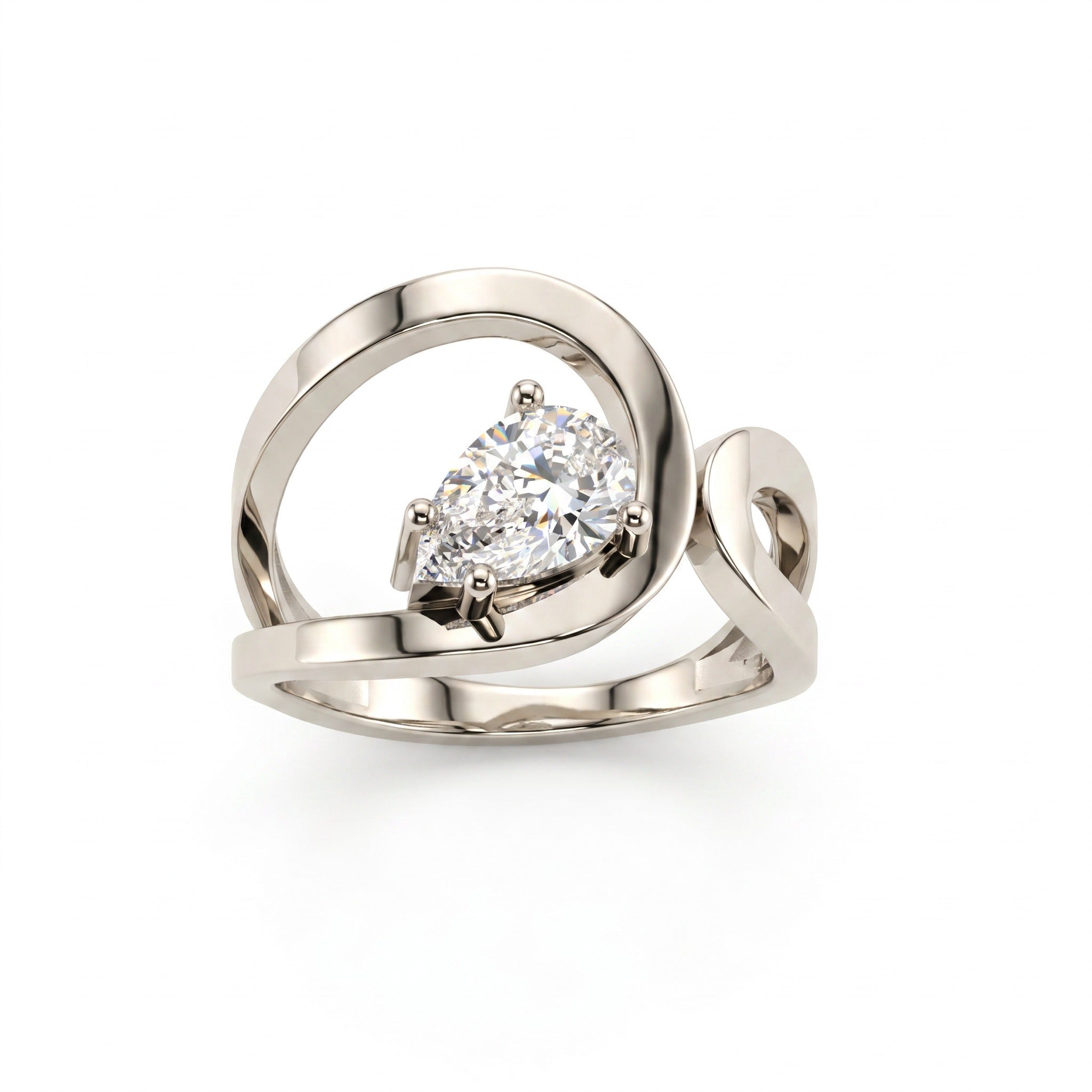 Bague Loop Solitaire Diamant Poire - Lauredi